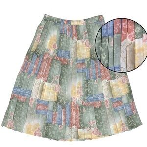 Vintage Pleated Floral Patchwork Cottagecore Elastic Waist Alfred Dunner Size 12